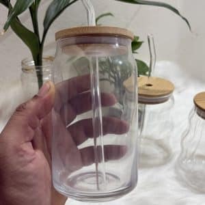 350ML Straw Glass Cup with Sealing Lid Leakproof High Borosilicate Glass Milk Water Drinking Mug Juice Cocktail Cup