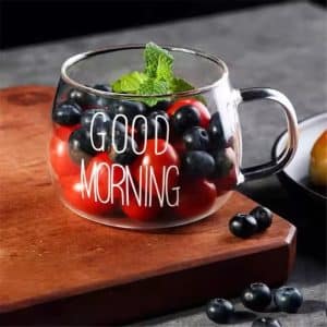 1 Pcs Letter Printed Transparent Creative Glass Coffee Tea Mug Drinks Dessert Breakfast Milk Cup Glass Mugs Handle