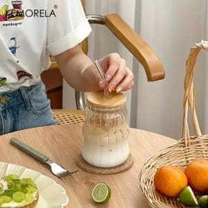 550ML Straw Glass Cup With Sealing Lid Leakproof High Borosilicate Glass Milk Water Drinking Mug Juice Cocktail Cup