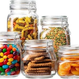 Glass jars for kitchen storage with clip lock for Airtight Storage, Airtight Glass jars Kitchen Accessories Transparent