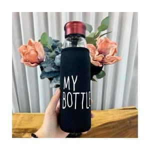 Crystal Clear Glass Water Bottle With Cover Bag My Bottle- 500ml