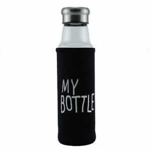 Crystal Clear Glass Water Bottle With Cover Bag My Bottle- 500ml 1pcs
