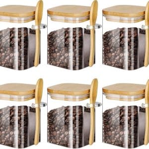 700ml 6pcs glass jar set with bamboo lid and spoon