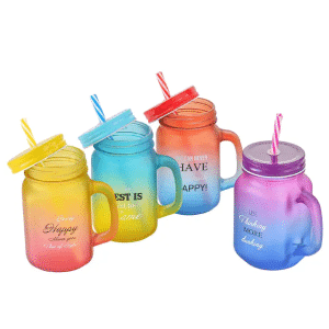 colorful juice cup with a handle and a straw 1pcs price