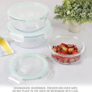 Lamoine round borosilicate glass food storage containers with lids3pcs set