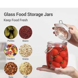 3pcs1000 ml Glass Container for Food Storage with Leakproof Rubber Gasket 3pcs set
