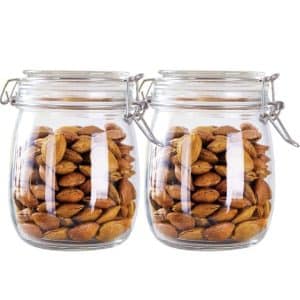 1000 ml Glass Container for Food Storage with Leakproof Rubber Gasket 2pcs set