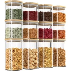 Set Of 12 Square Glass Storage Jars 700ml