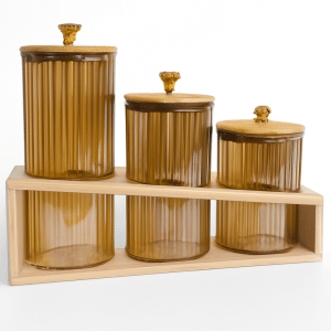 3pcs jar set with stand airtight jar