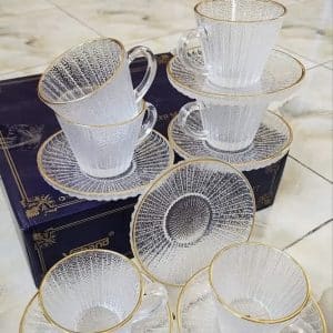 6 pcs Europe Style Glass Mug and Saucer Set for Tea Coffee Drinking High Quality Tea Cup and Dish Set
