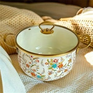 22CM 1pc High-Quality Large Capacity Classic Soup Pot, Cooking Pot, Stew Pot, Durable And Easy To Clean, Suitable For Restaurant & Home Kitchen, Kitchen Cookware Compatible With Open Flame, Gas & Induction Cooktop Copy