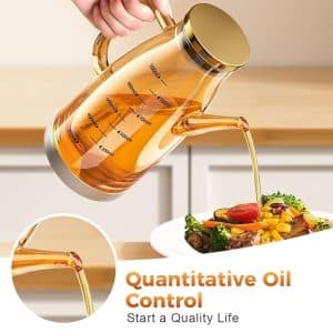 1pcs 1000/Glass Oil Pot For Seasoning Bottle 1Pc With Graduated Stainless Steel Lid Anti-Leak Anti-Slip Barbecue Oil Bottle