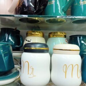2pcs Modern Creative Ceramic Mug with Lid | Minimalist Coffee & Tea Cup for Home or Office