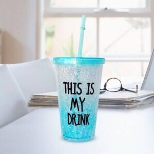 Stylish Juice Glass With Straw Cooling Color Changing Slider Double Wall Insulated summer Water & Juice Pots Ice Straw Cup