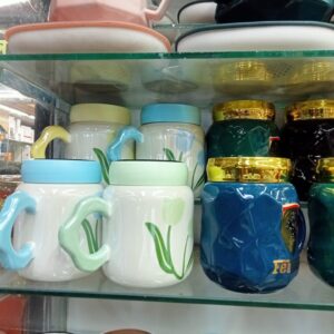 2pcs Modern Creative Ceramic Mug with Lid