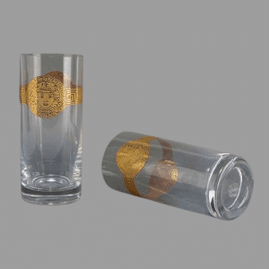 Crystal Tumbler Long with Gold Stone Accent – 300ml (Set of 6)
