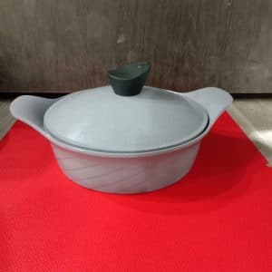 Aluminum Die-Cast Ceramic Coating Casserole 24cm Gray with Lid (Low) – 5015CGR24L
