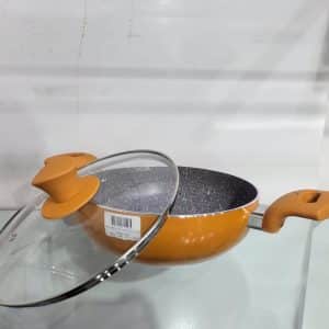 Ocean Orange Non-Stick Wok with Glass Lid – 22cm | Model ONW22O